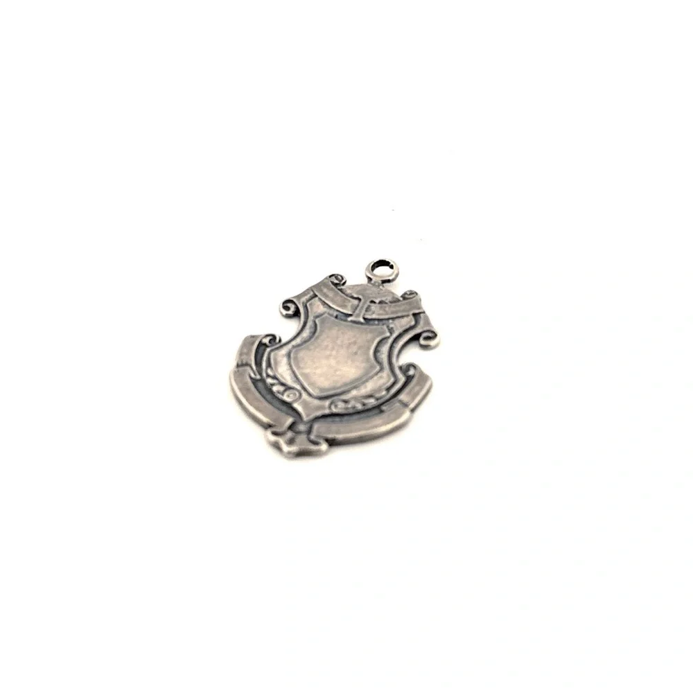 ANTIQUE ENGLISH 925 STERLING SILVER SHIELD CHARM PENDANT 6.6g